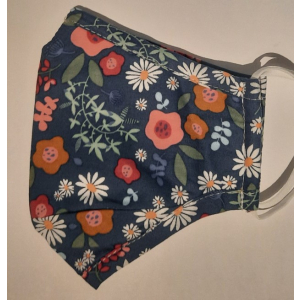 Adult facemask blue background with floral design