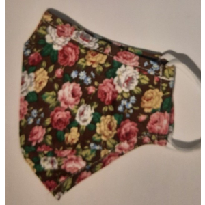 Adult facemask pink, white and yellow floral design