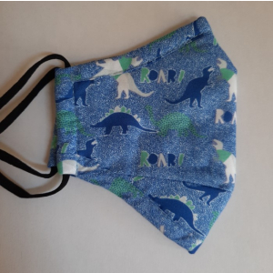 child 3 layer cotton mask blue with dinosaurs (Custom)